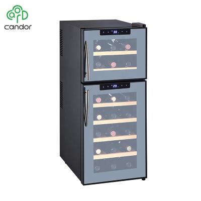 China Hotel 21 Sets Thermoelectric Dual Zone Home Wine Cooler / Mirror Glass Bottled Cellar with ETL, CE, ROHS / CW-59FDT Approval for sale