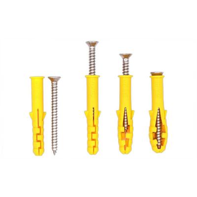 China Small Doom Pan Plastic Expansion Plug Factory Expansion Tube 6MM Rubber Plug High Quality Nylon Yellow Plastic Expansion Screw for sale