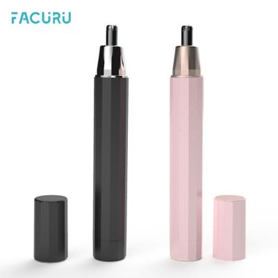 China Facuru 402 Stainless Steel Ponk Hair Trimmer Women Battery Battery Nose Hair Trimmer Twin Blade Hair Trimmer For Men for sale