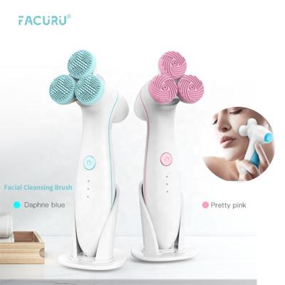 China 2021 Acne Treatment Dropshipping Products 4 In 1 Home Use Beauty Device Sonic Vibrating Facial Cleansing Brush for sale