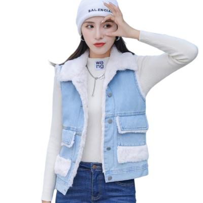 China High Quality Wholesale Breathable Winter Warm Comfortable Fur Jean Jackets Coat Sleeveless for sale