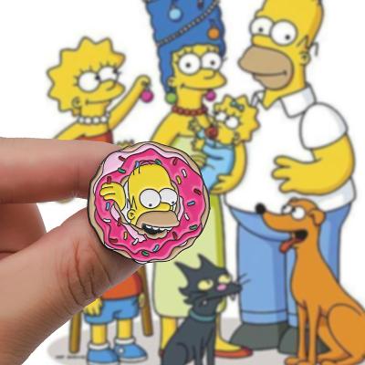 China Europe 32 Designs Homer Bart Lisa Cartoon Pins Custom Funny Brooches Bag Clothes Lapel Pins Comics Hard Badge Fun Tv Series Enamels Pin for sale