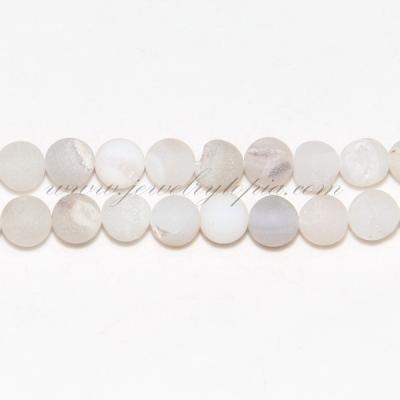 China Cheap Hot Sale Natural White Druzy Agate Beads Color Or Frosted Round Set Of Fire SP3647 for sale