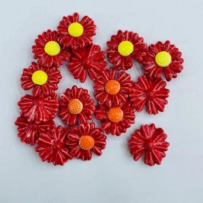 China Ceramic Small Cute Flower Chrysanthemum Earring Dangle Beads for sale