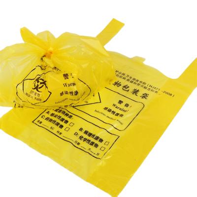 China 2021 Custom Hospital PE Plastic T-shirt Plastic T-shirt Waste Disposable Biohazard Hospital Disposable Medical Waste Bags for sale