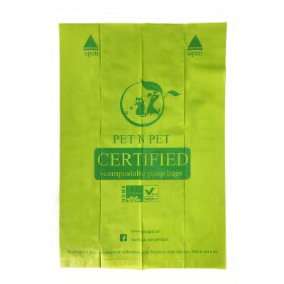 China Sustainable Eco Friendly 100% Biodegradable Dog Poop Bags Compostable Pet Waste Bags for sale