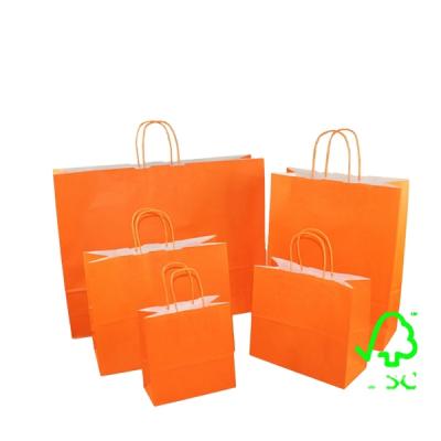 China Xiamen recyclable wvscm customized orange paper carrier bag for sale