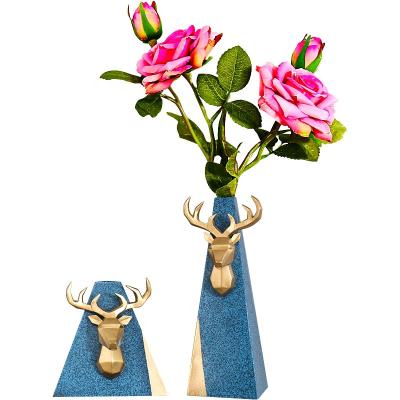 China 2021 Modern Nordic Creative Lucky Deer Europe Style Flower Vase Flower Vase Home Decor Main Porch Decor for sale