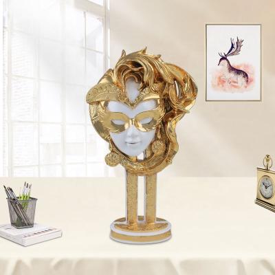 China Europe creative resin sculpture opens the beautiful girl face resin art statue home wearing decoration for sale