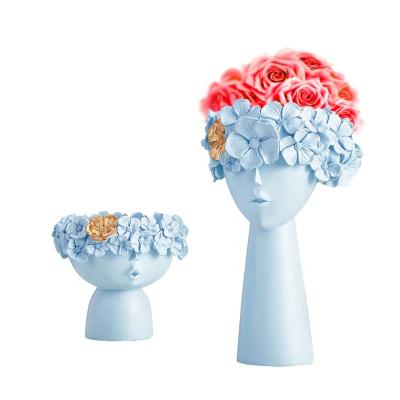 China Creative Europe Figure Modeling Resin Crafts Girl Vase Sculpture Storage Ornaments for sale