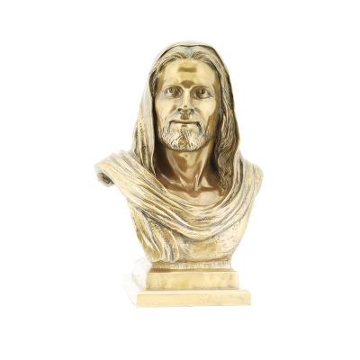 China Religious Bronze Sculpture Statue Home Ornament Articles Europe Resin Cast Christian Jesus Crafts Copper Bust for sale