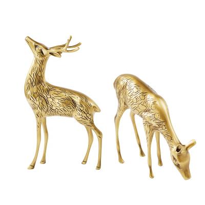 China Europe New Design Standing Deer Sculpture Metal Carving Creative Gift Office Home Decor Crafts Figurines for sale