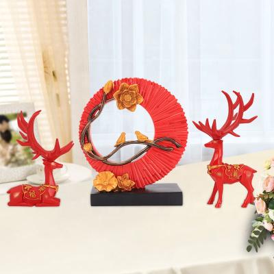 China Europe Chinese style figurine decoration gifts opens accessories living room cabinet resin craft elephant deer statues home decoration for sale