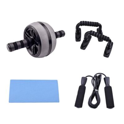 China Durable Home Gym Workout Core Training Pump Bar Jump Rope Wheel Roller Abdominal Kit and Knee Pad 4-in-1 ab for sale