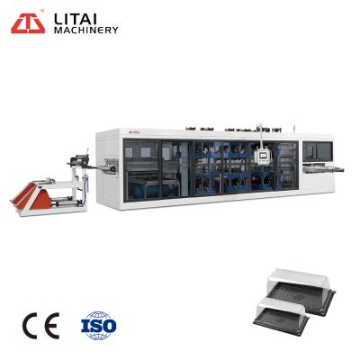 China Products CHINA LITAI Fast Food Plastic Servo Driven PS Package Disposable Glass Plastic Box Forming Making Machine With Punch Cut Stacking for sale