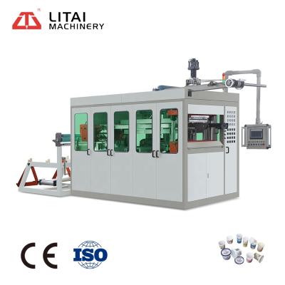 China Building Material Shops 4 Pillars Full Automatic Vertical Disposable Plastic Water Cup Thermoforming Machine For PP PS Pet PVC Plastic Sheet Make for sale