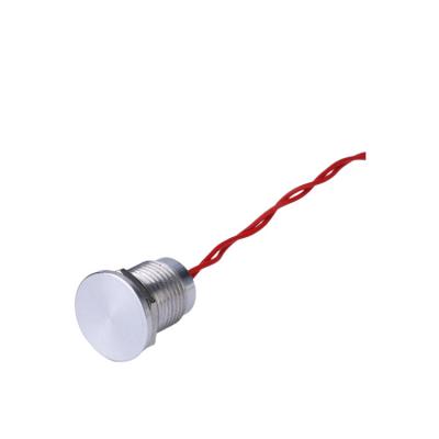 China IP68 1NO 2A Head Stainless Steel Metal 12mm Waterproof Flat Momentary Piezo Switch With Wire Lead PS12B-P10F for sale