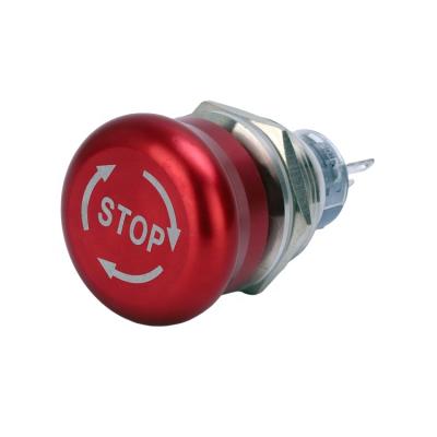 China Stainless Steel /Aluminum Oxide 1NO1NC Mushroom Head Function Alum Oxidized Housing 3PIN Green Red 19mm Printing Symbol STOP Emergency Stop Switch for sale