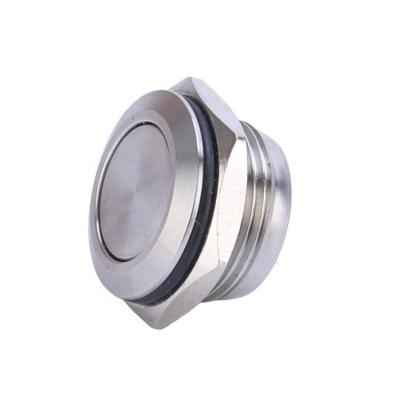 China Brass Nicklel/Metal IP67 Degree 1NO Normally Open Round Flat Push Button Switch 2 Pin Reset Momentary Short Body 16mm Stainless Steel for sale