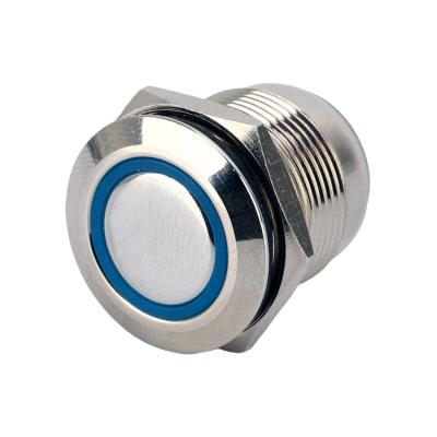 China Stainless Steel /Aluminum Oxide 16mm Brass Nickel Plated Waterproof Small Button Switch Flat Around 4 Pins Self Locking Push Button Ring Lighted LED Metal Switch Bot Button for sale