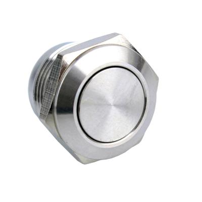 China Waterproof Momentary Flat Head Button 1NO 2pins Stainless Steel 12mm Stainless Steel /Aluminum Oxide Metal Electric Push Button Switch Open for sale