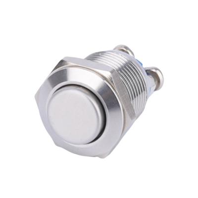 China Stainless Steel /Aluminum Pins Reset Contacts Metal Electronic Waterproof Push Button Switch Mini Oxide 12mm Nickel Plated Brass IP65 1NO 2 Momentary Push Button Switch for sale