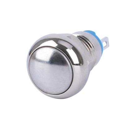 China Hot selling domed main terminal 8mm waterproof 1NO degree of welding stainless steel nickled/brass reset momentary switch push button for sale