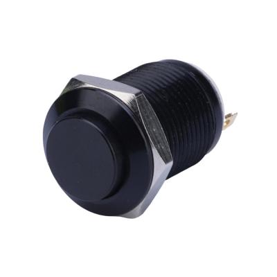 China Aluminum Oxide 12mm Reset 2pins Mini Push Button Switch Open Metal Waterproof Momentary Black Housing Buttons Auto Return Switches for sale