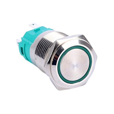 China Stainless Steel /Aluminum Oxide 16mm Ring Illuminated Nickel Plated Brass Switches 5 Terminals Momentary On Off 12v IP65 Waterproof Led Stainless Steel Metal Push Button Switch for sale