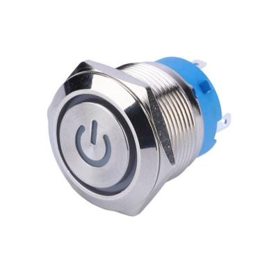 China Stainless Steel Nickel Plated Brass /Aluminum Oxide 22mm 4pins Locking Stainless Steel Power Switch Waterproof Vandal IP67 Self Anti Locking Electronic Push Button Switches for sale