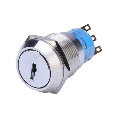 China Anti 3 Position Stainless Steel /Aluminum Vandal 6pins Brass Nickel Plated Brass Oxide 19mm Electric Dustproof IP65 Master Switch Selectors for sale