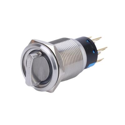 China China CMP 19mm Waterproof Stainless Steel Nickel /brass 3 Position Momentary/Latching Rotary Switch 220V for sale