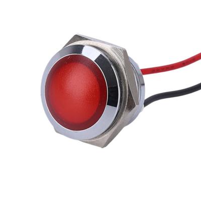 China Full 12v nickel plated brass (or stainless steel /Aluminum oxide) 16mm illuminated led pilot light IP65 waterproof domed overhead indicator light for sale