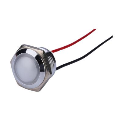 China Waterproof Signal Lamp Nickel Plated Brass (or Stainless Steel /Aluminum Oxide) 16mm Full LED Domed Key Indicator Light With Wire for sale