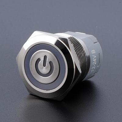 China 22mm Nickel Plated Brass Operational Push Button Switch Locked IP67 Waterproof 12v Illuminated Led Lockout Latching Metal Push Button Switch for sale