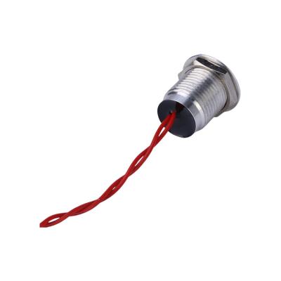 China 12mm Self Return Stainless Steel Flat Head Momentary Cable Lead Waterproof Momentary Metal Piezo Switch PS12B-P10F IP68 1NO 2A for sale