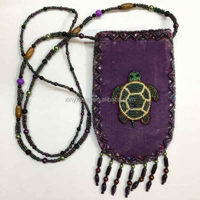 China Factory custom Beaded Velvet Purse Pouch with elaborate beads, Hand Made Beaded Velvet Coin Purses, Velvet Porceleain Bead Pouch for sale