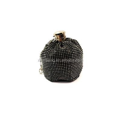 China Factory custom Wholesale Perfume bottle Shape Drawstring Evening Bag Women Elegant Full Rhinestone Soft Makeup Shoulder Bags for sale