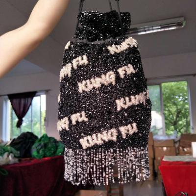 China Factory custom Beaded Hand embroidered Inclined shoulder bag, Hand Made Beaded Beaded tassel bag,   Beaded evening bag Pouch for sale