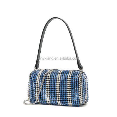 China Factory Wholesale Medium Rhinestone Mesh Pouch Bag, Mini Crystal-embellished Crossbody Bags, Rhinestone Pouch Bag In Multi for sale