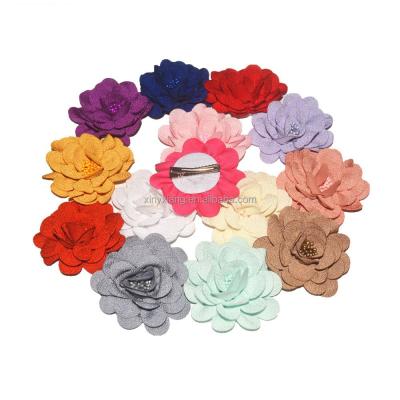 China Factory custom  Pearl Centered Fabric Hemp Flower for Kids Headwear Making, Handmade Jute Hemp Burlap Rose for sale