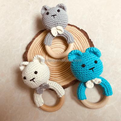 China Factory custom Baby toy Rattle Teething baby toy Grasping Teething Crochet, Handmade crochet bear teether for sale