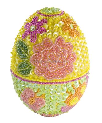 China Factory custom Beaded Easter egg, Hand embroidery sequins chocolate box, Handmade beaded chocolate egg for sale