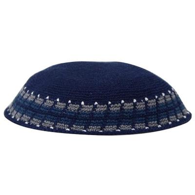 China Factory Custom Dark Blue Kippah. Handmade Crochet Kippah, 100% Cotton Knitted Crochet Black Frik Kippah Yarmulke Yamaka for sale