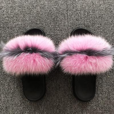 China Fashion Trend Plush Slippers Wholesale Price Real Fur Soft Outdoor Sandals Smudge Fur Slides For Women for sale