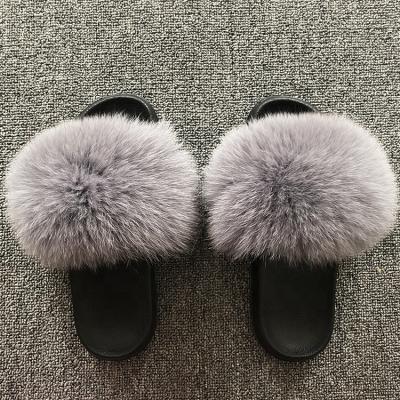 China Fashion Trend Real Fur Slippers Soft Summer Raccoon Fur Women Indoor Outdoor Slides for sale