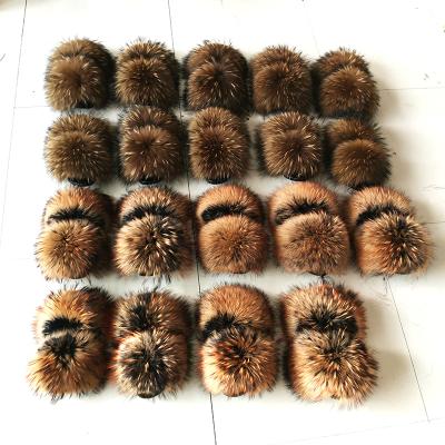 China Wholesale women real fox fur slides fashion trend real fox fur slippers custom logo and raccoon for sale