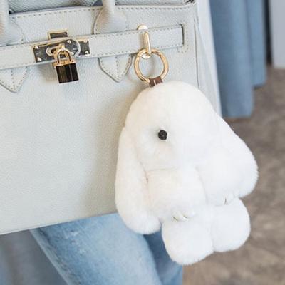 China Key Chain Bunny Fur Plush Keychain Cute Real Rabbit Fur High Quality Souvenir Gifts Promotion for sale