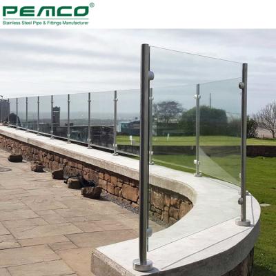 China Balcony Railing Designs/Prices of Stainless Steel Balcony Fencing Customized PEMCO Staircase 304 Stainless Steel Adjustable Removable High End Glass Railing for sale