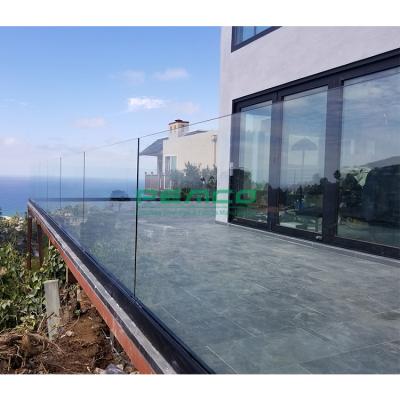 China Modern Outdoor Frameless Glass Balustrade Balcony U Cahnnel Aluminum Deck Railing for sale